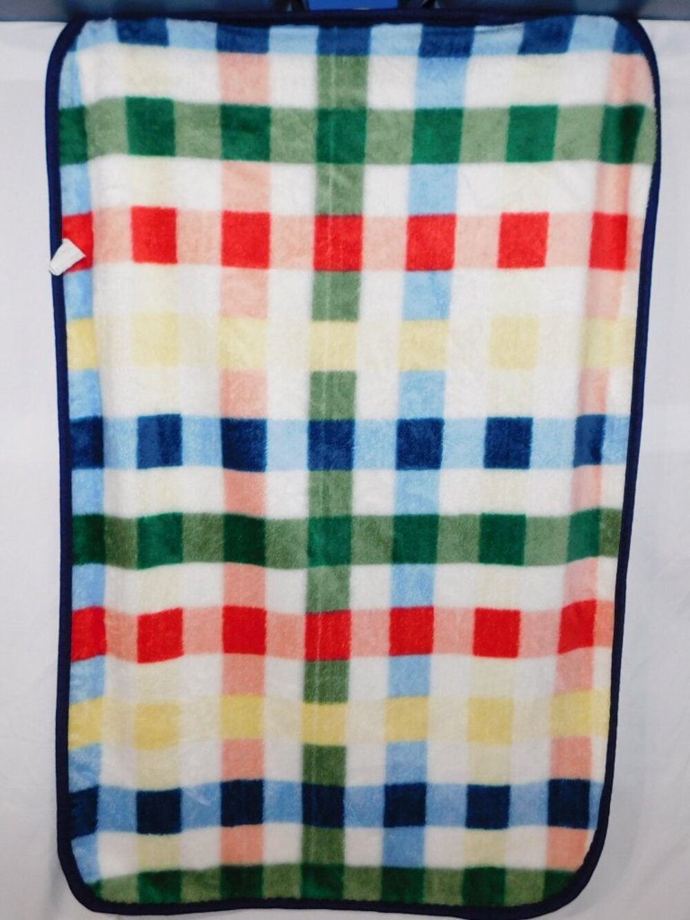 VTG Nemcor Multicolor Check Plaid Plush Fleece Baby Toddler Blanket 29" x 44" - Picture 6 of 6